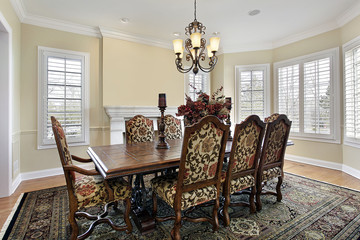 Dining room with cream colored walls