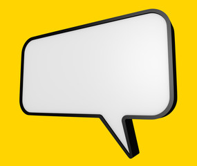 Speech bubble against a yellow background