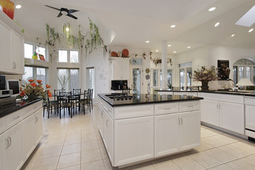 Kitchen with white cabinetry