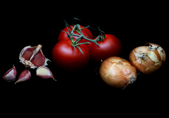 Tomaten Zwiebeln Knoblauch Zutaten