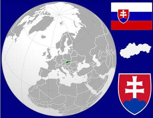 Slovakia globe map locator world flag coat