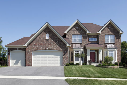 Brick home with covered entry