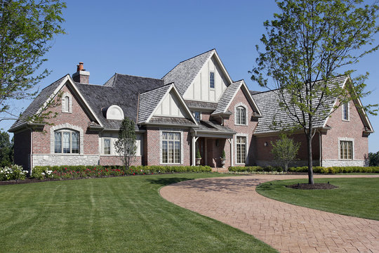 Brick home with covered entry