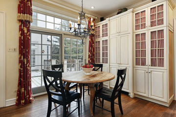 Eating area with doors to deck