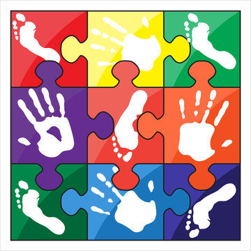 handprint footprint color vector puzzle