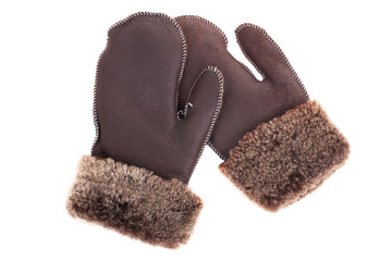 Leather gloves with a white background