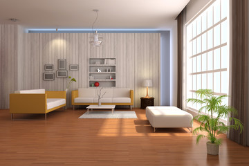 3d render modern living room