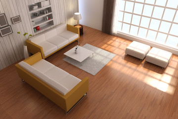 Fototapeta na wymiar 3d render modern living room
