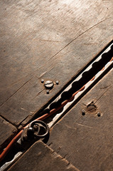 Cable on wooden floor