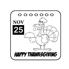 Thanksgiving Holiday Calendar Black And White
