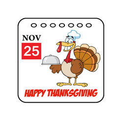 Thanksgiving Holiday Cartoon Calendar Vector