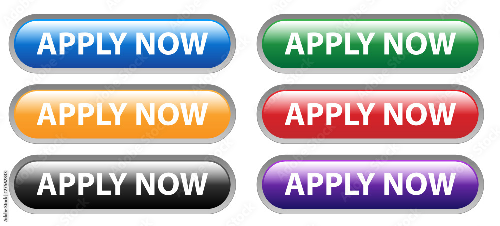 Aufkleber apply now web buttons set (submit online application register)