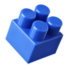 Close-up blue plastic toy block