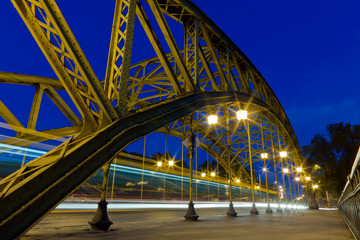 Night traffic over a bridge