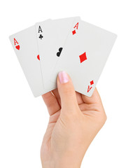 Hand with three aces - 27565255