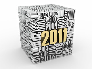 New year 2011. Cube consisting of the numbers