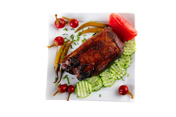 grilled meat on plate