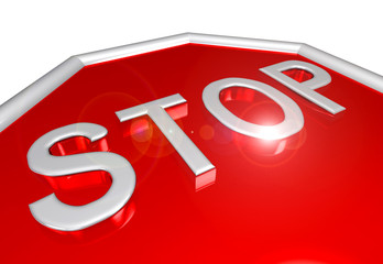 3D stop sign closeup