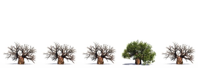 High resolution green 3D conceptual trees