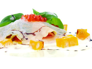 lasagna with salmon and caviar