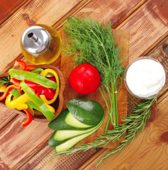 fresh vegetables served on table