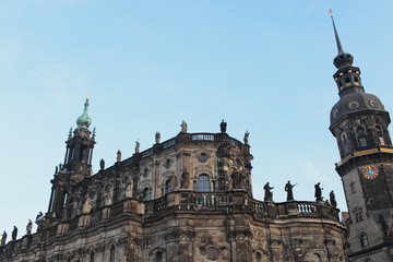 Fototapeta na wymiar Die Spitzen des Residenzschloss zu Dresden