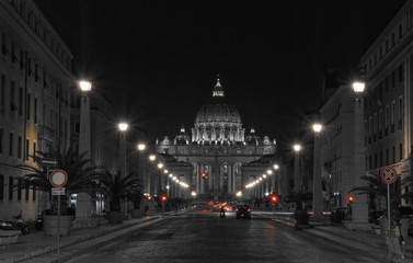 Vaticano,Via Conciliazione de noche