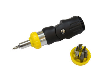 Screwdriver with set of nozzles