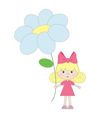 Little girl with flower, isolated