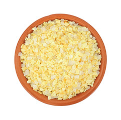 Garlic flakes with sea salt in bowl