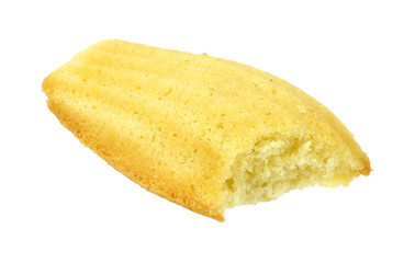 Madeleine cookie that has been bitten
