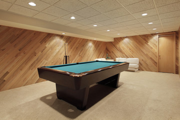 Pool table in basement