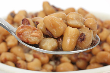 Black eyed peas on spoon