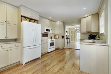 Kitchen with dining room view