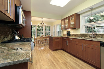 Kitchen with windowed eating area