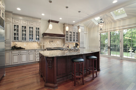 Kitchen with skylights