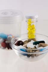 Multi drugs in  transparent containers.