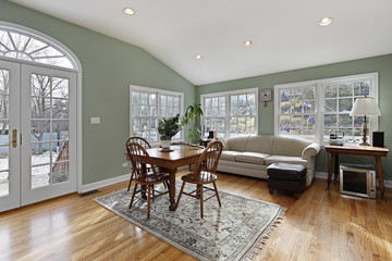 Family room with doors to deck