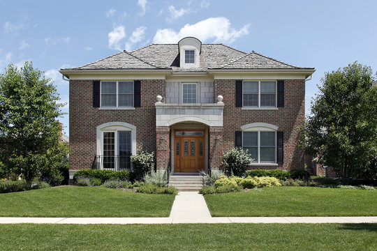 Brick home with front archway
