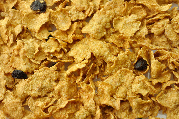 bran and raisin cereal background