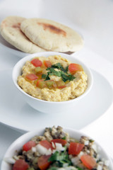 hommus & moutable with fresh baked pita.