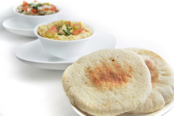 hommus & moutable with fresh baked pita.