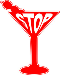 Red Stop Martini Road Sign