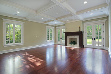 Family room with fireplace