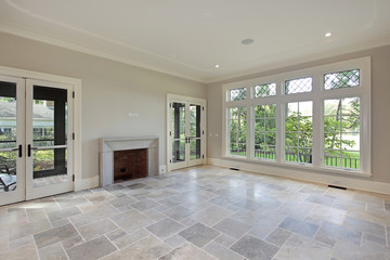 Obraz premium Family room with fireplace