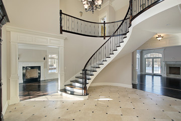 Obraz premium Foyer with spiral staircase