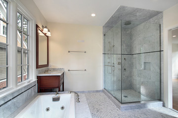 Master bath with glass shower