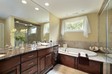 Master bath with glass shower