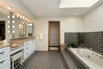 Master bath with step up tub