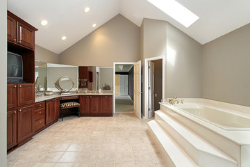 Master bath with step up tub